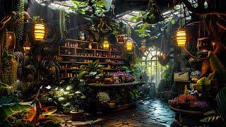 Lost in Exotic Plant Coffee Shop  | Relax, Sleep, Healing With Magical Music & Peaceful Nature