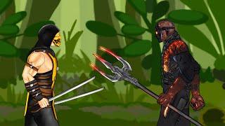 Savini Jason Vs Scorpion Mortal Kombat. Animation Drawing Cartoon 2.