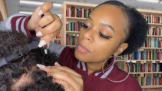 ASMR |Girl In Class Plucks Out Your Gray Hairs In School Library |Scalp Scratching |Afro 4B/4C Hair