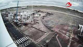 Timelapse construction triple boarding bridge