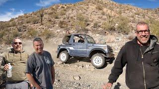 Suzuki Samurai Up a Jeep Trail Doesn’t Go Well on Three Wheels Does This Have a Roll Cage? DANGER!