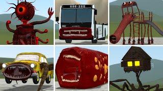 EYE TOWER, BUS EATER BUILDER, EXTRA SLIDE, CAR EATER VS ALL TREVOR HENDERSON BATTLE In GMOD!