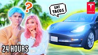 LETTING OUR TESLA DECIDE WHAT WE EAT FOR 24 HOURS *wow*