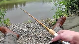 Vintage Fishing, Carp on 10’ cane rod & center pin reel