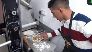 Freshly made Zaatar Cheese Manakish & Arabic Bread + Palestinian Falafel Breakfast at "Falafel 2 Go"