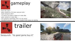 rust gameplay vs rust trailer (lore meme)