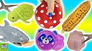 What's Inside Squishy Foot Eating Shark! Homemade Stress Ball Sparkle Putty