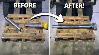Broken In Half! Making a New Cylinder Rod for CAT 18M Grader