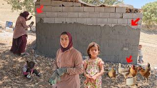 Khadija thanks viewers for their support, cementing the hut to allow rainwater to penetrate.