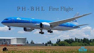 KLM Royal Dutch Airlines latest 787-9 (PH-BHL) extreme short final+hard banking on first flight