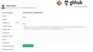 Add an SSH key on Github