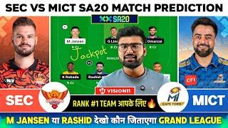 SEC Vs MICT Dream11, SEC vs MICT Dream11 Prediction, Sunriser Eastern Cape vs MI Cape Town T20 Today