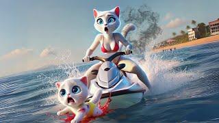 Kitten's unfortunate jet ski accident  #cat #ai #aicat #catshorts #story