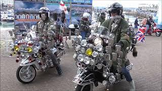 Torbay Mods Scooter Club on Vespas, Lambrettas & Royal Alloys at Torquay Harbour mostly during 2021