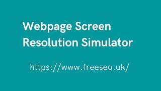 web page screen resolution simulator | Free SEO Tools