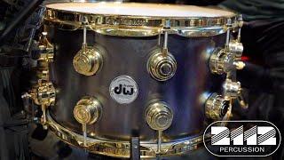 DW Collector's Series Satin Black Nickel Over Brass Snare Drum 8x14 w/Gold Hardware