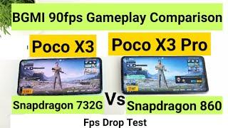 Poco X3 Pro vs Poco X3 BGMI 90fps gameplay comparison snapdragon 732G vs 860