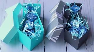DIY 3D Tie Shaped Gift Box For Father's Day Tutorial  DIY Gift Boxes