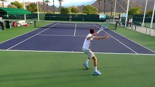 Daniil Medvedev Practice Match Indian Wells ATP - Court Level View Tennis