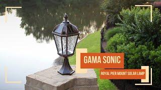 Gama Sonic Royal Pier Mount Solar Lamp with GS-Solar LED Light Bulb - Brushed Bronze