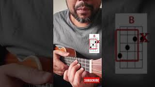 Easiest way to play Chord B on ukulele  #shortsindia #ukeguide