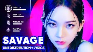 aespa - Savage (Line Distribution + Lyrics Karaoke)