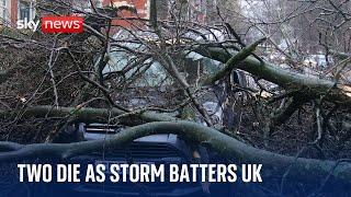 Storm Darragh: Two men die and hundreds of thousands without power as winds reach 93mph