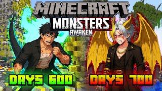 จะเกิดอะไรขึ้น!!เอาชีวิตรอด 700 วันในโลกไคจูยึดครอบโลก| Minecraft 100days