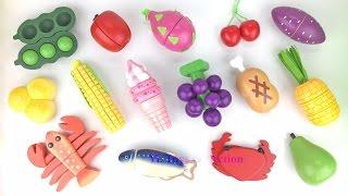 Learn Names of Fruits and Vegetables with Wooden toys velcro cutting Fruit Fun for Kids