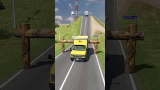 Colourful Cargo vans vs Logs Trap - BeamNG Drive  #beamngdrive #crashdrive