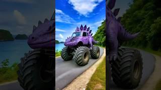 Evolution of a troublemaking iguana in the kitchen into a monster truck stegosaurus