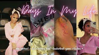 days in my life: new tattoo?!!, $800 fall clothing haul, lashes, basketball game + more