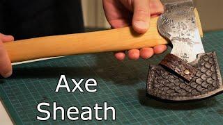 Axe Sheath with Dragon scale stamp | leather working