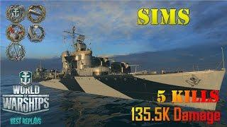 World of Warships - Sims - 3,626 Base XP, 5 Kills, 135.4K Dmg