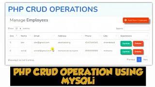 PHP CRUD Operation Using MYSQLi | CREATE , READ , UPDATE ,DELETE | Php Tutorial | Hindi