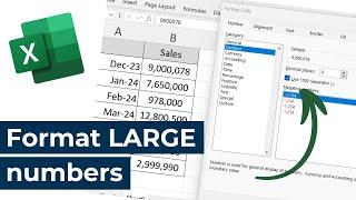 Microsoft Excel - Format large numbers quickly