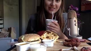 ASMR eating Mcdonalds, eating sounds, drink sounds, whispering