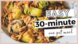 HEALTHY VEGAN ONE-POT MEAL: ORZO PASTA & VEGGIES | 30-MINUTE RECIPE