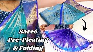 SAREE PRE-PLEATING AND FOLDING METHODS FOR BEGINNERS #trending #tutorial #viralvideo