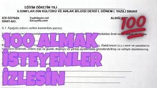 6.Sınıf Din Kültürü 1.Dönem 1.Yazılı