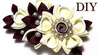 DIY Ribbon Flowers tutorial | How to make Kanzashi Flowers