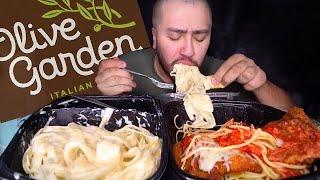 MUKBANG • MASSIVE OLIVE GARDEN FEAST | CREAMY FETTUCCINI ALFREDO & TOUR OF ITALY