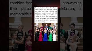 These couples dressed in superhero-themed formal outfits for what appears to be prom night