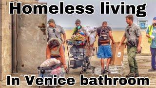 Homeless People living in Venice Beach Bathrooms