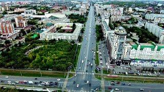 Полёт над Омском (продолжение). Улица Масленникова в сторону Красной Звезды. Родные края, Школа 56️