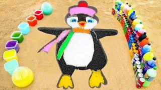 How to make Rainbow Christmas Penguin with Orbeez, Big Coca Cola & Fanta, Mtn Dew, Mirinda vs Mentos