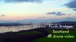 Drone video in 4K from  Forth Bridges viewpoint . Newton, Rosyth.