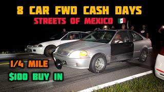 FWD 8 CAR SHOOTOUT STREET RACING | 2 V6 MIRAGE, ALL MOTOR K-SERIES, TURBO B-SERIES, & MORE | 4K