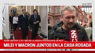 FRANCESES PROTESTAN en CASA ROSADA contra la REUNIÓN entre JAVIER MILEI y EMMANUEL MACRON