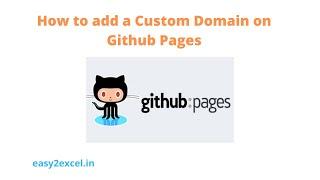 How to add a  Custom Domain on Github Pages